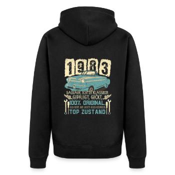 1983 Geburtstag 1983 Geboren Geburtstagsgeschenk - Unisex Premium Bio Zip Hoodie - Schwarz - Hinten - Nico (187cm)