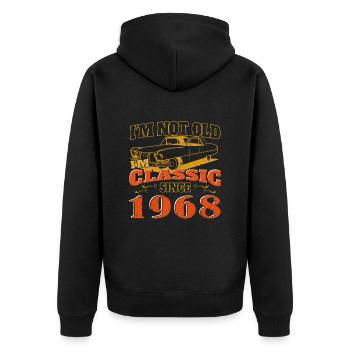 Voiture ancienne construite en 1968 cadeau d’anniversaire Vintage - Veste à capuche bio Premium Unisexe - noir - Dos - Nico (187cm)