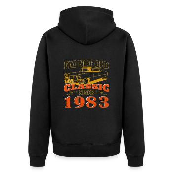 Vintage 1983 40th Birthday Gift Mens - Unisex Premium Organic Zip Hoodie - black - Back - Nico (187cm)