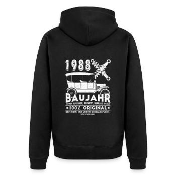 Baujahr 1988 Geburtstags Geschenk - Unisex Premium Bio Zip Hoodie - Schwarz - Hinten - Nico (187cm)