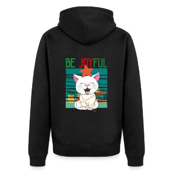 Meowy Christmas Katze Weihnachten Ugly Christmas - Unisex Premium Bio Zip Hoodie - Schwarz - Hinten - Nico (187cm)