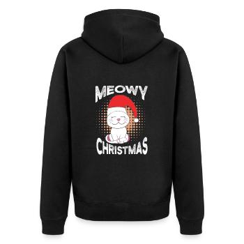 Katzenbesitzer Ugly Christmas Katze - Unisex Premium Bio Zip Hoodie - Schwarz - Hinten - Nico (187cm)