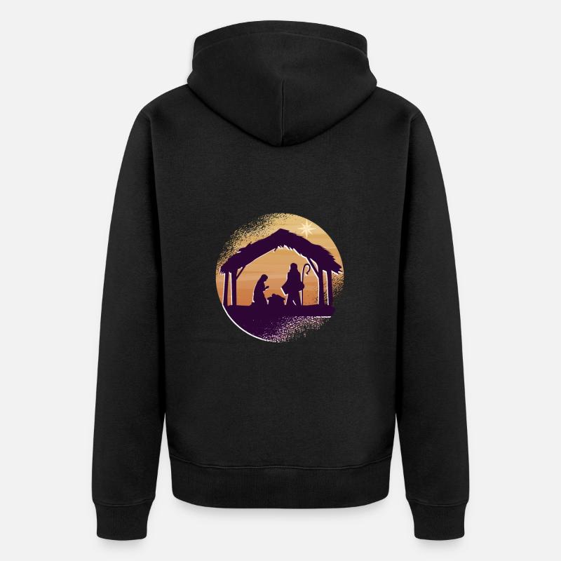 Joyeux Noël naissance Jésus - Veste à capuche bio Premium Unisexe - noir