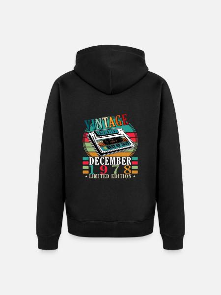 December 1978 Vintage Birthday Vintage Gift - Unisex Premium Organic Zip Hoodie - black