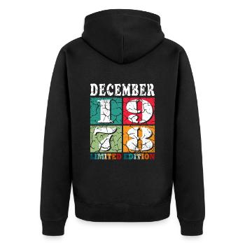 Décembre 1978 Anniversaire Décembre 1978 Décembre - Veste à capuche bio Premium Unisexe - noir - Dos - Nico (187cm)