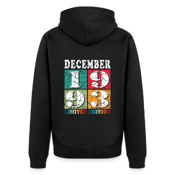 Décembre 1993 Anniversaire Décembre 1993 Décembre - Veste à capuche bio Premium Unisexe - noir - Dos - Nico (187cm)