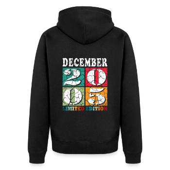 Décembre 2005 Anniversaire Décembre 2005 Décembre - Veste à capuche bio Premium Unisexe - noir - Dos - Nico (187cm)