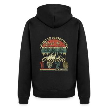 45. Geburtstag Jahrgang Dezember 1978 Original 197 - Unisex Premium Bio Zip Hoodie - Schwarz - Hinten - Nico (187cm)