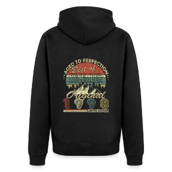 25. Geburtstag Jahrgang Dezember 1998 Original 199 - Unisex Premium Bio Zip Hoodie - Schwarz - Hinten - Nico (187cm)
