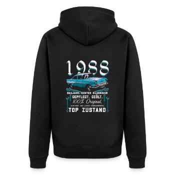 Baujahr 1988 Geburtstags Geschenk - Unisex Premium Bio Zip Hoodie - Schwarz - Hinten - Nico (187cm)