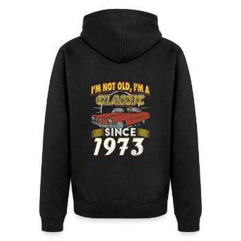 Voiture Vintage 1973 50e anniversaire Cadeau Homme - Veste à capuche bio Premium Unisexe - noir - Dos - Nico (187cm)