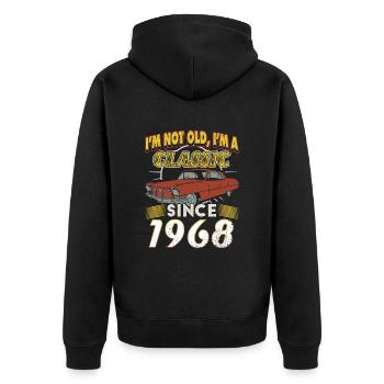 Vintage Car Year 1968 Vintage Birthday Gift - Unisex Premium Organic Zip Hoodie - black - Back - Nico (187cm)