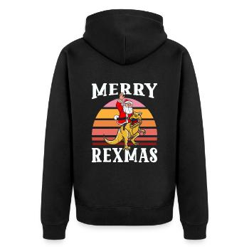 Merry Rexmas - Unisex Premium Bio Zip Hoodie - Schwarz - Hinten - Nico (187cm)
