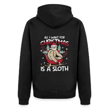 I Want A Sloth For Christmas Cute Sloth - Unisex Premium Organic Zip Hoodie - black - Back - Nico (187cm)