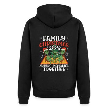 Family Christmas 2023 - Unisex Premium Bio Zip Hoodie - Schwarz - Hinten - Nico (187cm)