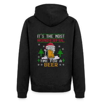 Bière de Noël Bière de Noël Cheers Humour drôle - Veste à capuche bio Premium Unisexe - noir - Dos - Nico (187cm)