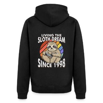 Faultier Geburtstag 1998 Geboren Jahrgang 1998 - Unisex Premium Bio Zip Hoodie - Schwarz - Hinten - Nico (187cm)