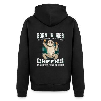 Paresseux Anniversaire 1988 Né en 1988 - Veste à capuche bio Premium Unisexe - noir - Dos - Nico (187cm)