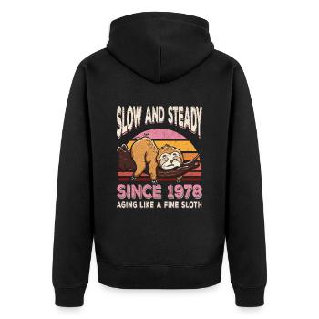 Sloth Birthday 1978 Born 1978 - Unisex Premium Organic Zip Hoodie - black - Back - Nico (187cm)