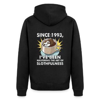 Paresseux Anniversaire 1993 Né en 1993 - Veste à capuche bio Premium Unisexe - noir - Dos - Nico (187cm)