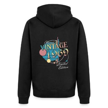 Millésime 1969 Anniversaire - Veste à capuche bio Premium Unisexe - noir - Dos - Nico (187cm)