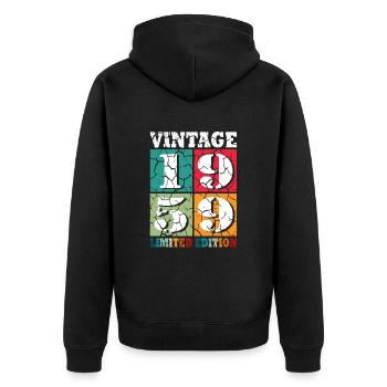 65th birthday Born in 1959 65 years old - Unisex Premium Organic Zip Hoodie - black - Back - Nico (187cm)