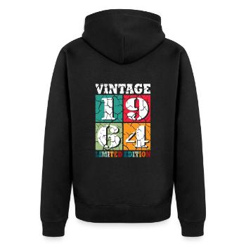 60. Geburtstag Jahrgang 1964 60 Jahre - Unisex Premium Bio Zip Hoodie - Schwarz - Hinten - Nico (187cm)
