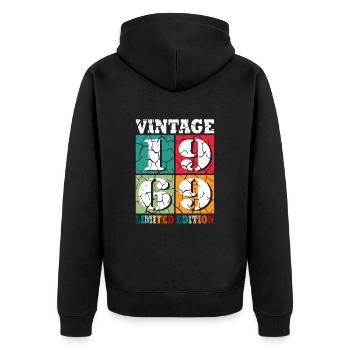 55. Geburtstag Jahrgang 1969 55 Jahre - Unisex Premium Bio Zip Hoodie - Schwarz - Hinten - Nico (187cm)