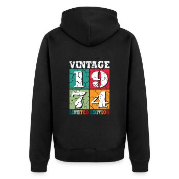 50. Geburtstag Jahrgang 1974 50 Jahre - Unisex Premium Bio Zip Hoodie - Schwarz - Hinten - Nico (187cm)