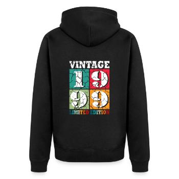35. Geburtstag Jahrgang 1999 35 Jahre - Unisex Premium Bio Zip Hoodie - Schwarz - Hinten - Nico (187cm)
