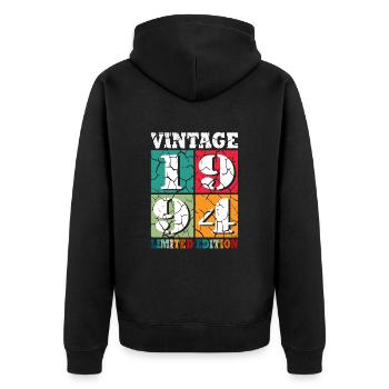 30e anniversaire Né en 1994 30 ans - Veste à capuche bio Premium Unisexe - noir - Dos - Nico (187cm)
