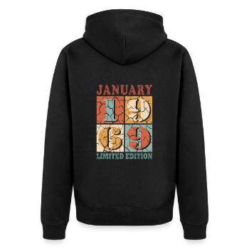 55e anniversaire 55 ans janvier 1969 - Veste à capuche bio Premium Unisexe - noir - Dos - Nico (187cm)