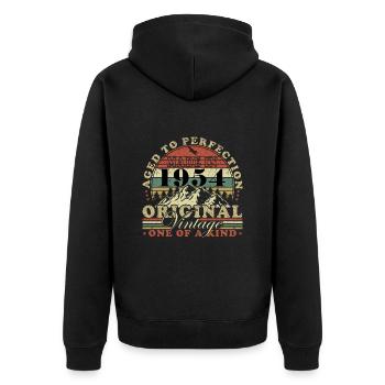 70. Geburtstag Jahrgang 1954 70 Jahre - Unisex Premium Bio Zip Hoodie - Schwarz - Hinten - Nico (187cm)