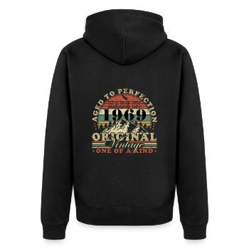 55. Geburtstag Jahrgang 1969 55 Jahre - Unisex Premium Bio Zip Hoodie - Schwarz - Hinten - Nico (187cm)
