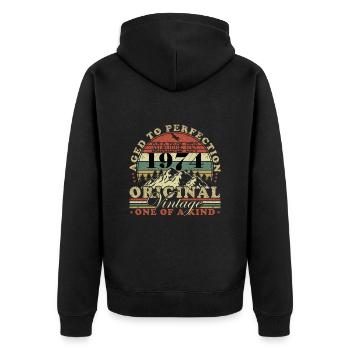 50. Geburtstag Jahrgang 1974 50 Jahre - Unisex Premium Bio Zip Hoodie - Schwarz - Hinten - Nico (187cm)