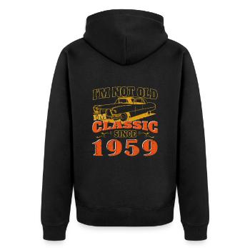 Oldtimer Baujahr 1959 Jahrgang Geburtstag Geschenk - Unisex Premium Bio Zip Hoodie - Schwarz - Hinten - Nico (187cm)