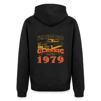 Oldtimer Baujahr 1979 Jahrgang Geburtstag Geschenk - Unisex Premium Bio Zip Hoodie - Schwarz - Hinten - Nico (187cm)