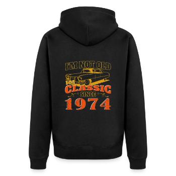 Vintage 1974 50th Birthday Gift Mens - Unisex Premium Organic Zip Hoodie - black - Back - Nico (187cm)