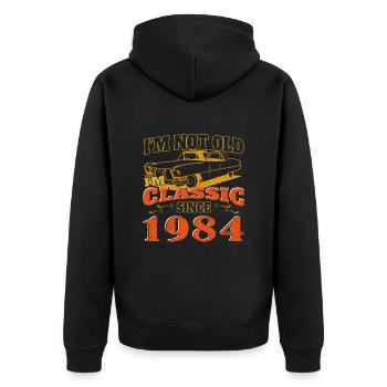 Vintage 1984 40e anniversaire cadeau homme - Veste à capuche bio Premium Unisexe - noir - Dos - Nico (187cm)
