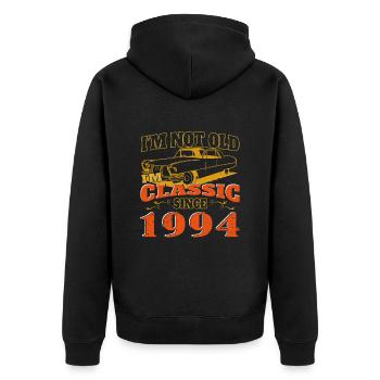 Oldtimer 1994 30. Geburtstag Geschenk Herren - Unisex Premium Bio Zip Hoodie - Schwarz - Hinten - Nico (187cm)