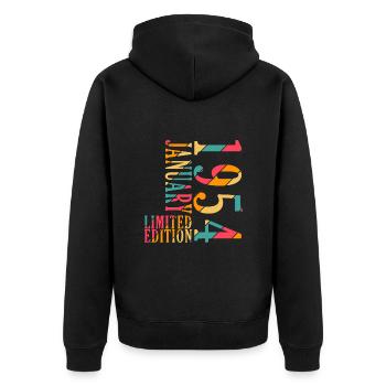 1954 Januar 1954 Geburtstag Januar 1954 - Unisex Premium Bio Zip Hoodie - Schwarz - Hinten - Nico (187cm)