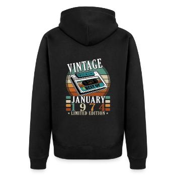 Januar 1974 Geburtstag 1974 - Unisex Premium Bio Zip Hoodie - Schwarz - Hinten - Nico (187cm)