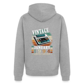 January 1994 - 1994 January Birthday Gift - Unisex Premium Organic Zip Hoodie - heather grey - Back - Nico (187cm)