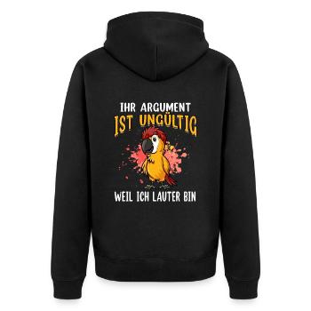 Papagei Argument ungültig Laut - lustiges Geschenk - Unisex Premium Bio Zip Hoodie - Schwarz - Hinten - Nico (187cm)