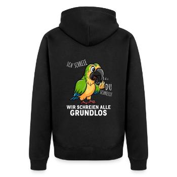 Schreiender Papagei Humor schreit lustig - Unisex Premium Bio Zip Hoodie - Schwarz - Hinten - Nico (187cm)