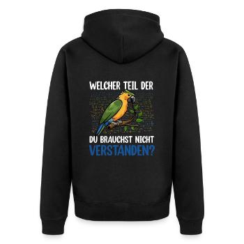 Papagei lustiger Spruch Lieblingstier - Mathe - Unisex Premium Bio Zip Hoodie - Schwarz - Hinten - Nico (187cm)