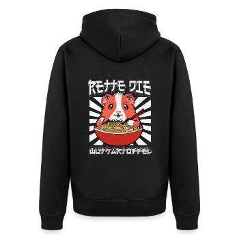 Meerschweinchen Wutkartoffel - Lustiger Spruch - Unisex Premium Bio Zip Hoodie - Schwarz - Hinten - Nico (187cm)