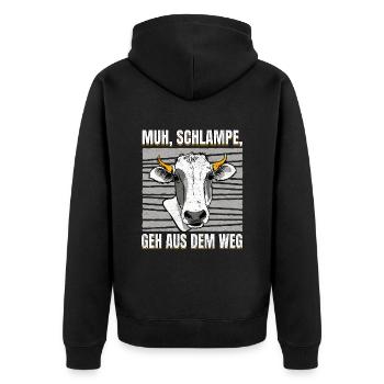 Kuh Flüsterin Kühe Spruch Muh - Bauer witz - Unisex Premium Bio Zip Hoodie - Schwarz - Hinten - Nico (187cm)