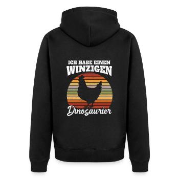 Lustiger Huhn Spruch - winzigen Dinosaurier - Unisex Premium Bio Zip Hoodie - Schwarz - Hinten - Nico (187cm)