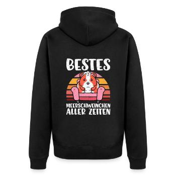Meerschwein - Meerschweinchen - Lustig - Unisex Premium Bio Zip Hoodie - Schwarz - Hinten - Nico (187cm)